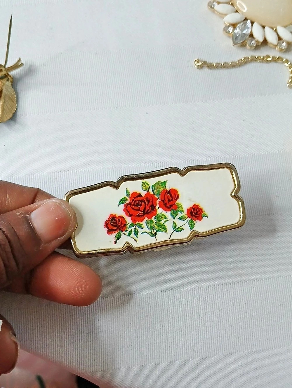 Signed Hong Kong Vintage Lipstick Holder With Mirror.